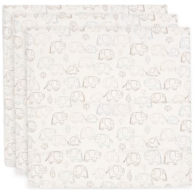 Lot de 3 langes en gaze de coton Elephant Tales (70 x 70 cm) Jollein