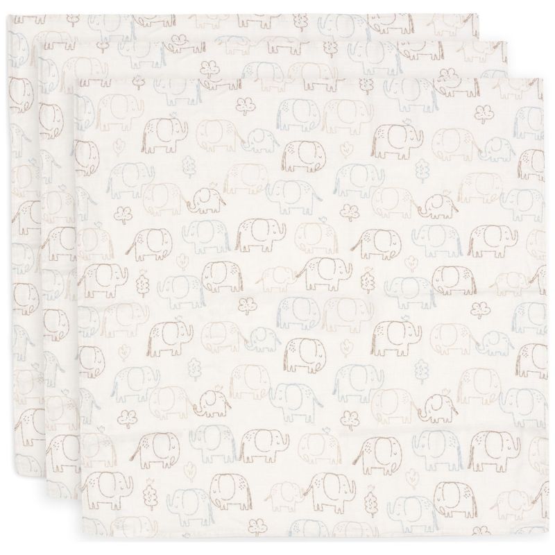 Lot de 3 langes en gaze de coton Elephant Tales (70 x 70 cm) Jollein Produit 1