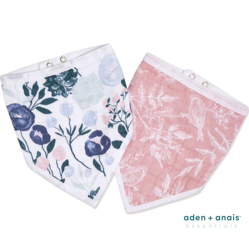 Lot de 2 bavoirs bandanas en coton Flowers Bloom aden + anais