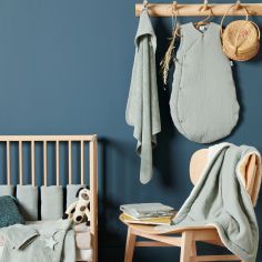 Gigoteuse d'été forme kimono double gaze vert de gris (6-18 mois)