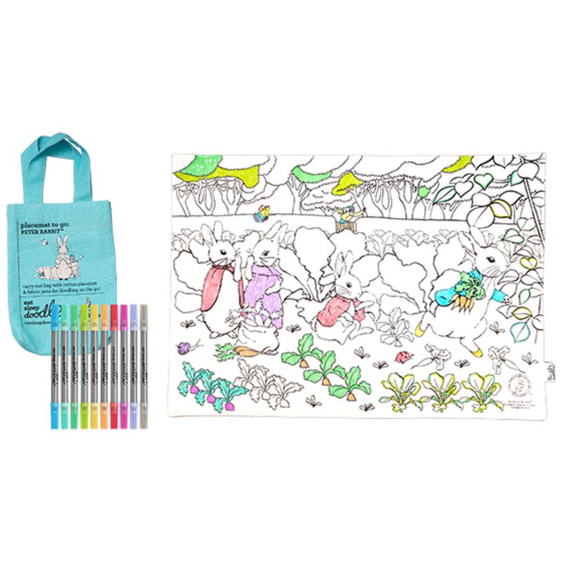 Set de table à colorier lavable et réutilisable Peter Rabbit avec 10 feutres Eatsleepdoodle Produit 1