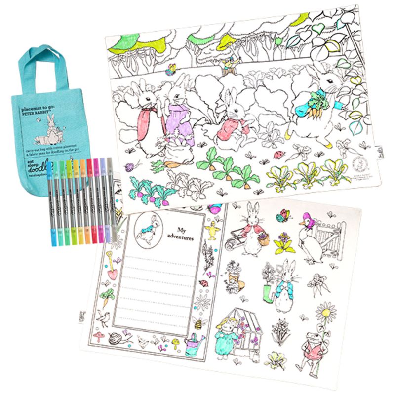 Set de table à colorier lavable et réutilisable Peter Rabbit avec 10 feutres Eatsleepdoodle Produit 4