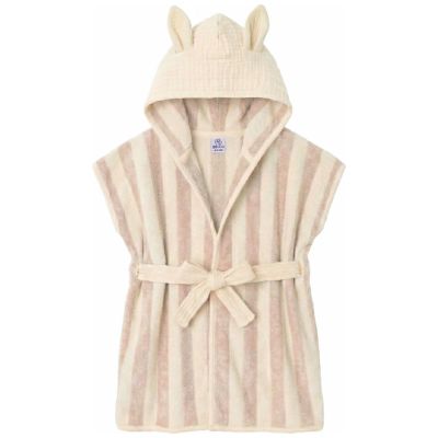 Peignoir bambou et gaze de coton rayé ivoire et galet (0-2 ans) BB & Co