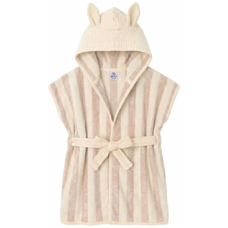 Peignoir bambou et gaze de coton rayé ivoire et galet (0-2 ans) BB & Co Produit 1