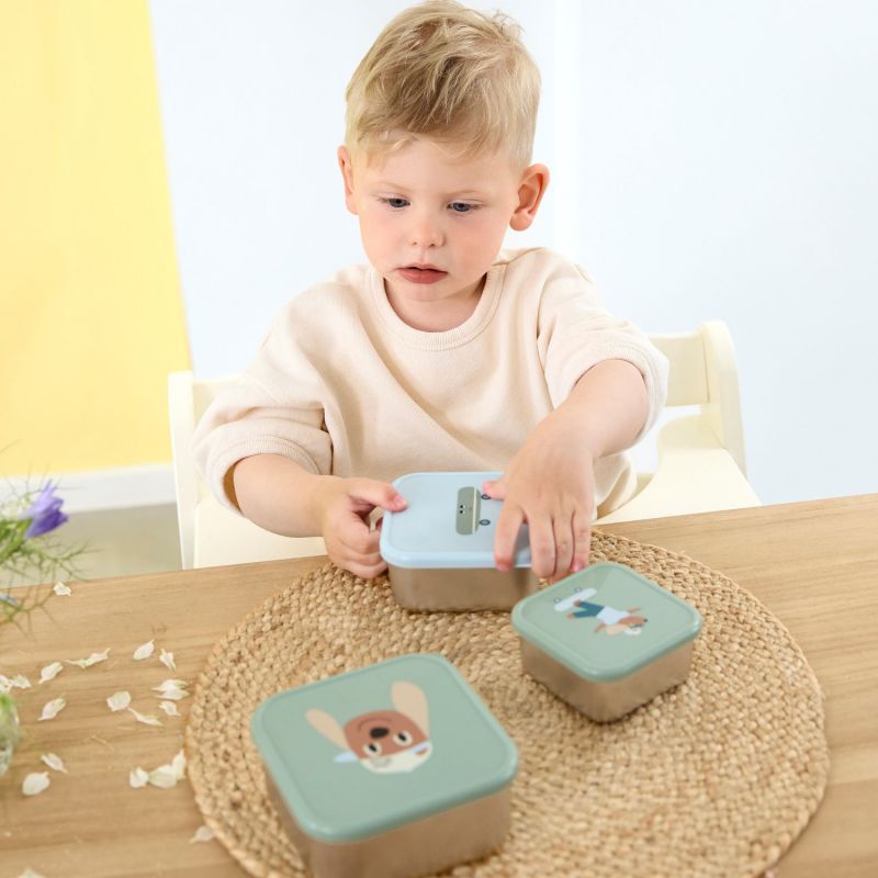 Lot de 3 boîtes à goûter inox Tiny Team Chien Lässig Ambiance 6