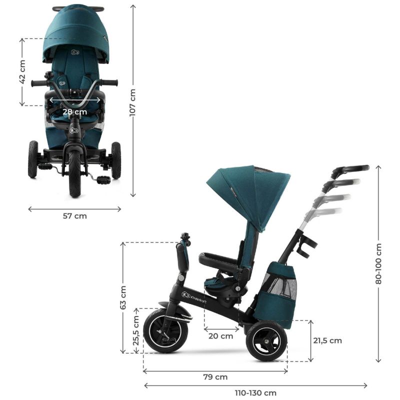 Tricycle évolutif Easytwist Midnight Green Kinderkraft Produit 8