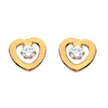 Boucles d'oreilles bouton coeur ajouré (or jaune 750°)  par Berceau magique bijoux