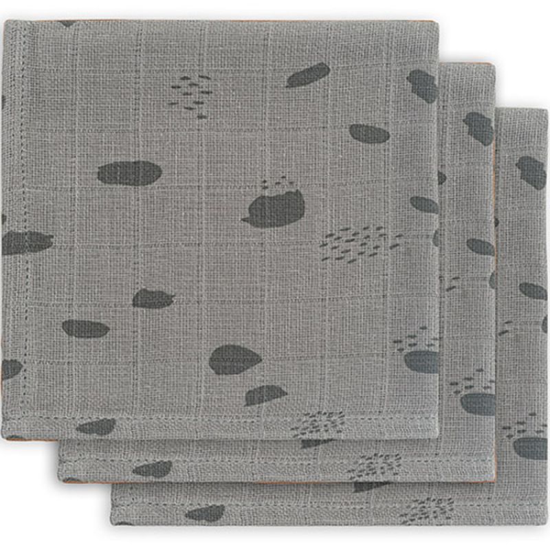 Lot de 3 mini langes hydrophiles Spot storm grey (31 x 31 cm) Jollein