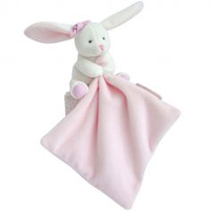 Doudou plat lapin rose J'aime mon doudou - Doudou et Compagnie