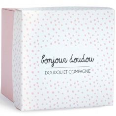 Doudou plat lapin rose J'aime mon doudou