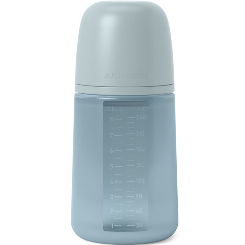 Biberon silicone débit moyen colour essence bleu (240 ml) Suavinex