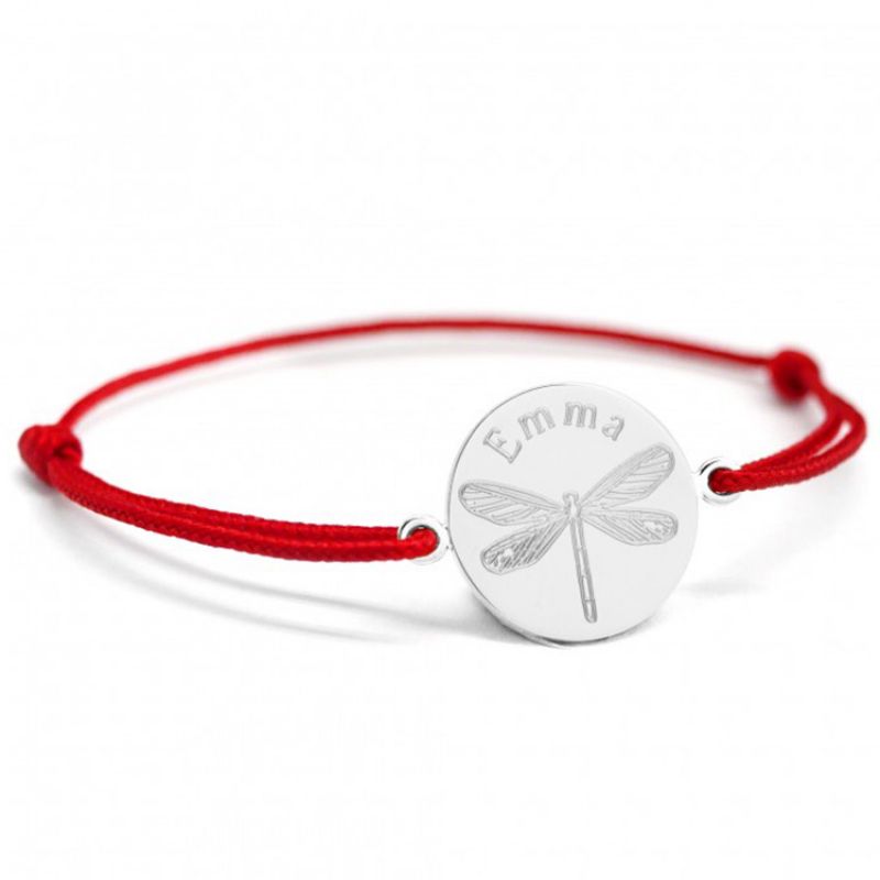 Bracelet cordon Libellule personnalisable (argent 925°) Petits trésors