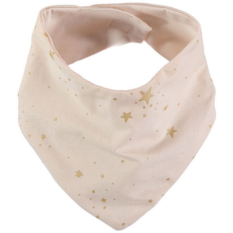 Bavoir bandana Lucky coton bio Gold stella Dream pink Nobodinoz