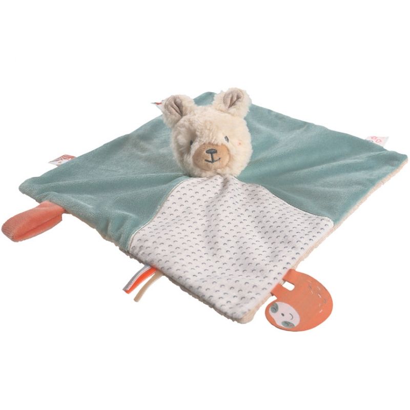 Doudou plat Tidou lama Sacha vert d'eau Noukie's