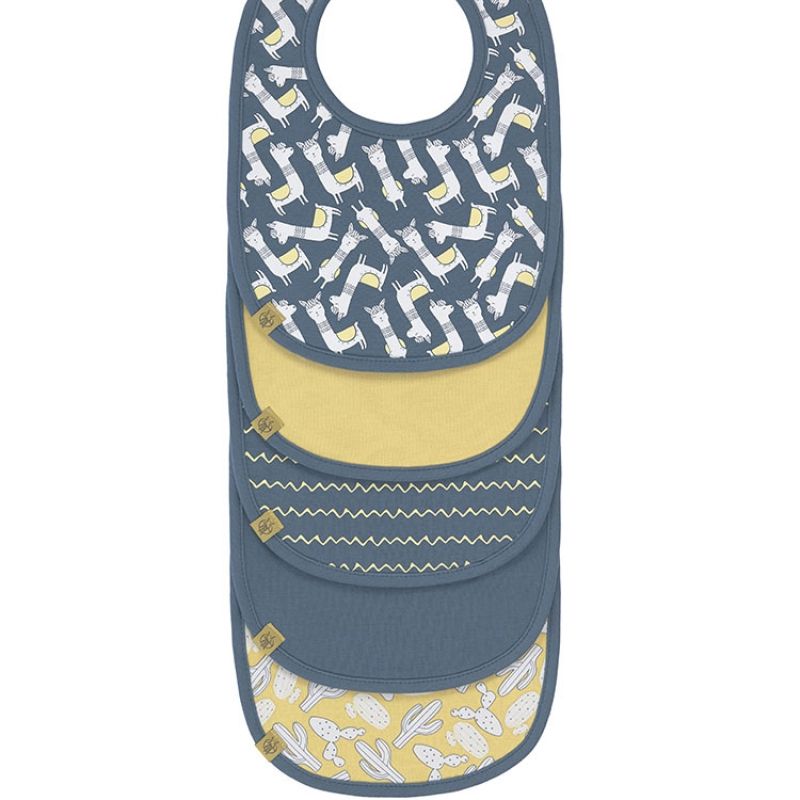 Lot de 5 bavoirs à velcro en éponge imperméable Glama Lama bleu Lässig
