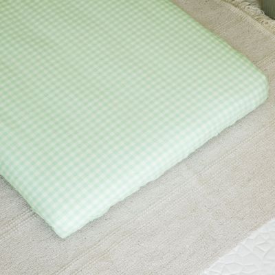 Drap housse percale de coton Vichy Vert Aqua (50 x 83 cm)