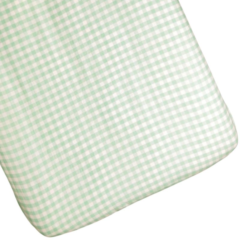 Drap housse percale de coton Vichy Vert Aqua (50 x 83 cm) Kadolis Produit 1