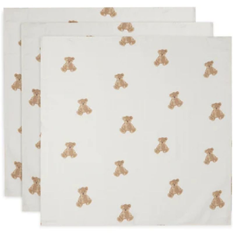 Lot de 3 langes en gaze de coton Teddy Bear (70 x 70 cm) Jollein Produit 1 grande taille