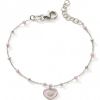 Bracelet Coeur rose 14 + 2,5 cm (argent) - Baby bijoux