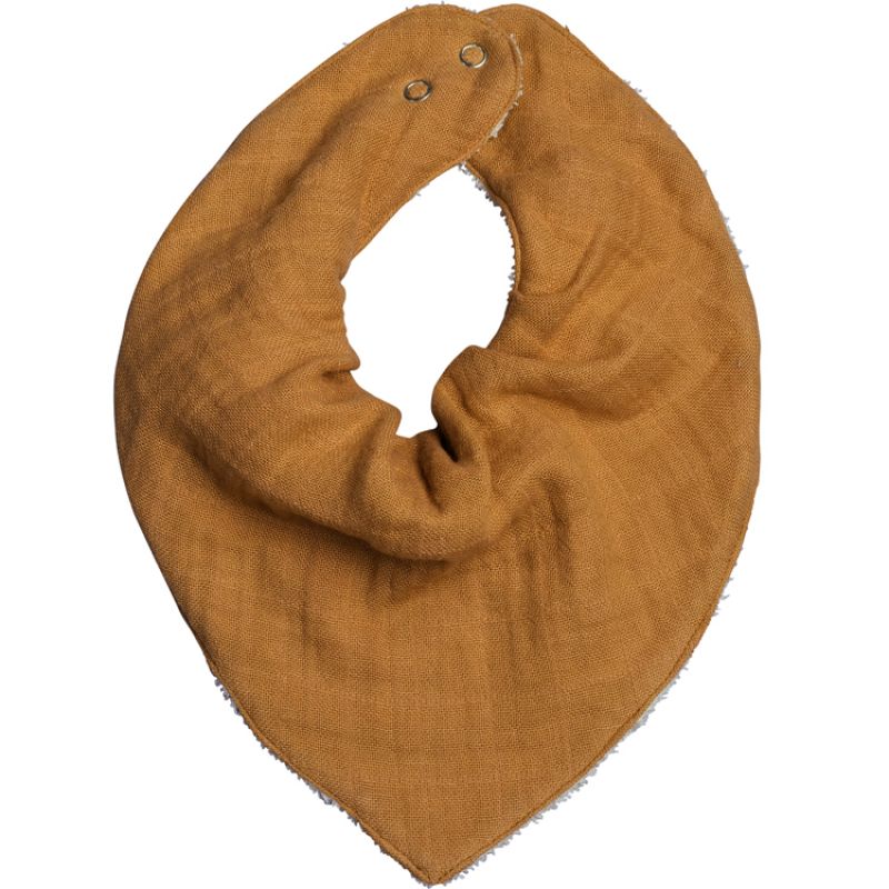 Bavoir bandana Blue Spruce Ocre en coton biologique Fabelab