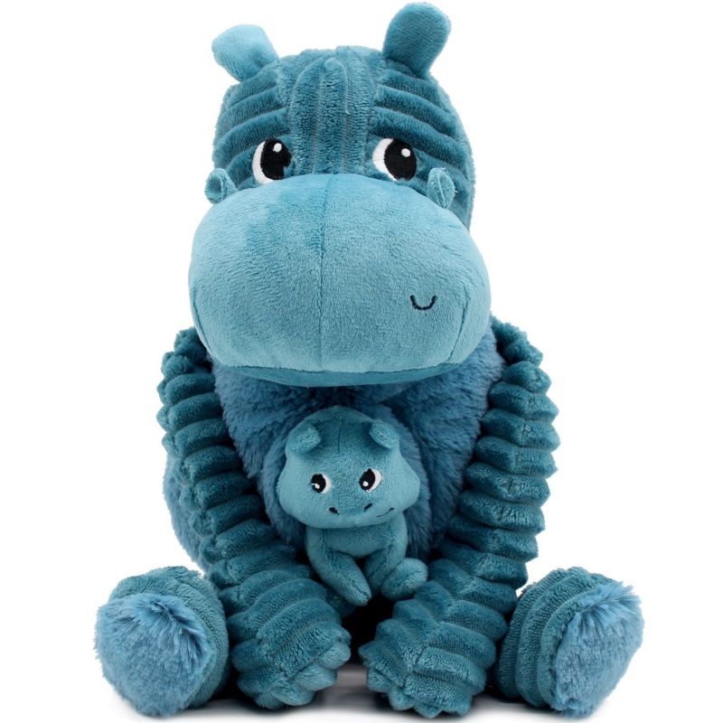 Peluche Bibou l'hippopotame maman et bébé Bleu (27 cm) Les Déglingos Produit 5