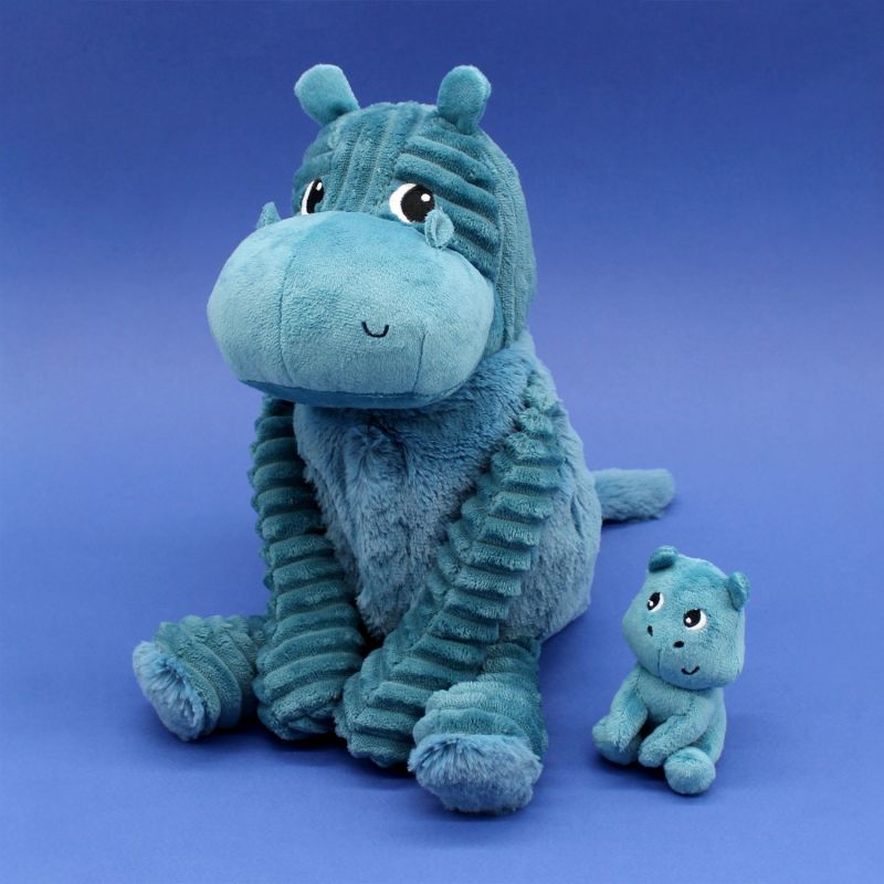 Peluche Bibou l'hippopotame maman et bébé Bleu (27 cm) Les Déglingos Ambiance 9