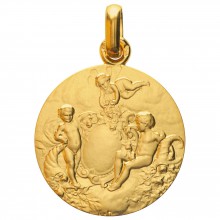 Médaille les Amours recto/verso 18 mm (or jaune 750°)  par Monnaie de Paris