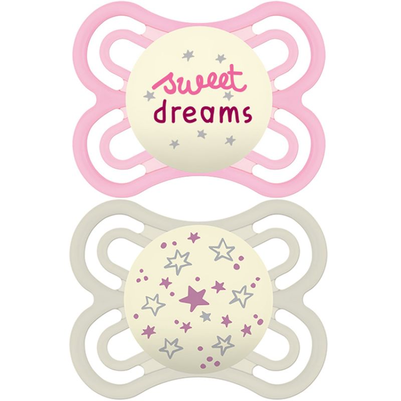 Lot de 2 sucettes anatomiques Perfect Nuit fille (0-6 mois) MAM