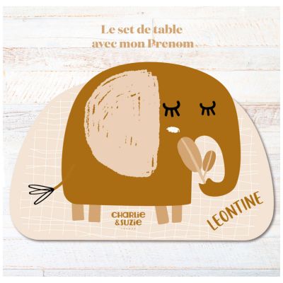 Set de table Éléphant Isidore personnalisable Charlie et Suzie