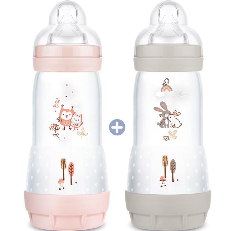 Lot de 2 biberons Easy Start anti-colique Nature Blush + Dune - Tétine débit rapide 3 (320ml) MAM