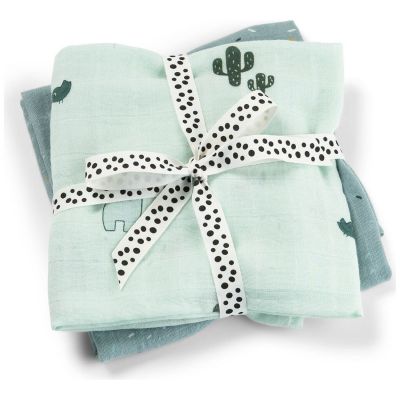 Lot de 2 langes Lalee Bleu (65x65 cm)