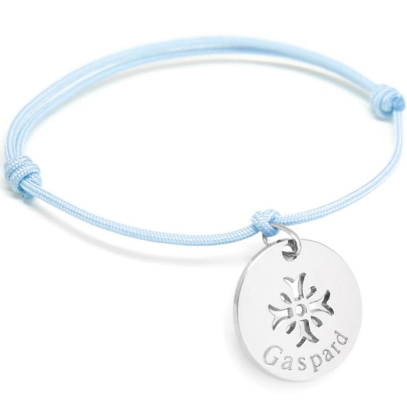 Bracelet cordon maman Croix Mimosa (argent 925°) Petits trésors