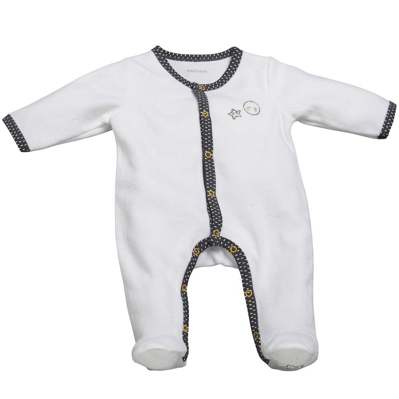 Pyjama chaud Babyfan blanc et gris (1 mois) Sauthon