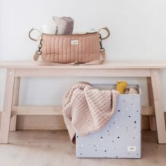 Cube de rangement en tissu recyclé Terrazzo gris clair