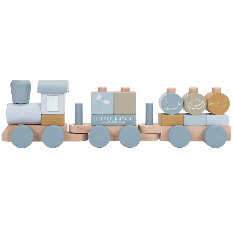 Train de construction en bois Ocean (17 pièces) Little Dutch