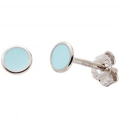 Boucles d'oreilles Cercle laqué Bleu (argent) - Baby bijoux