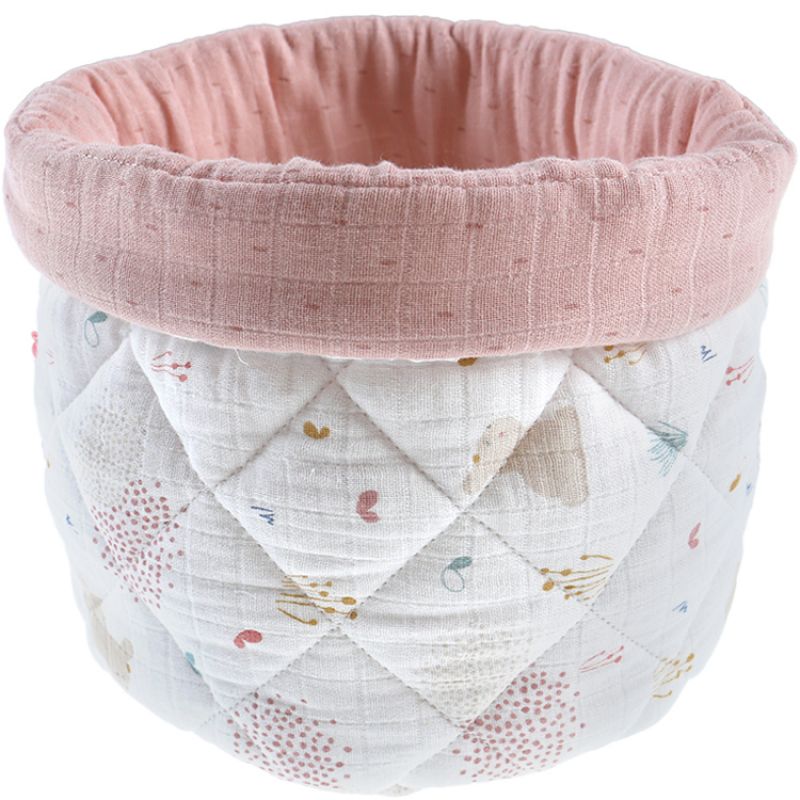 Panier de toilette en mousseline de coton bio Lina et Joy (23 x 20 cm) Noukie's