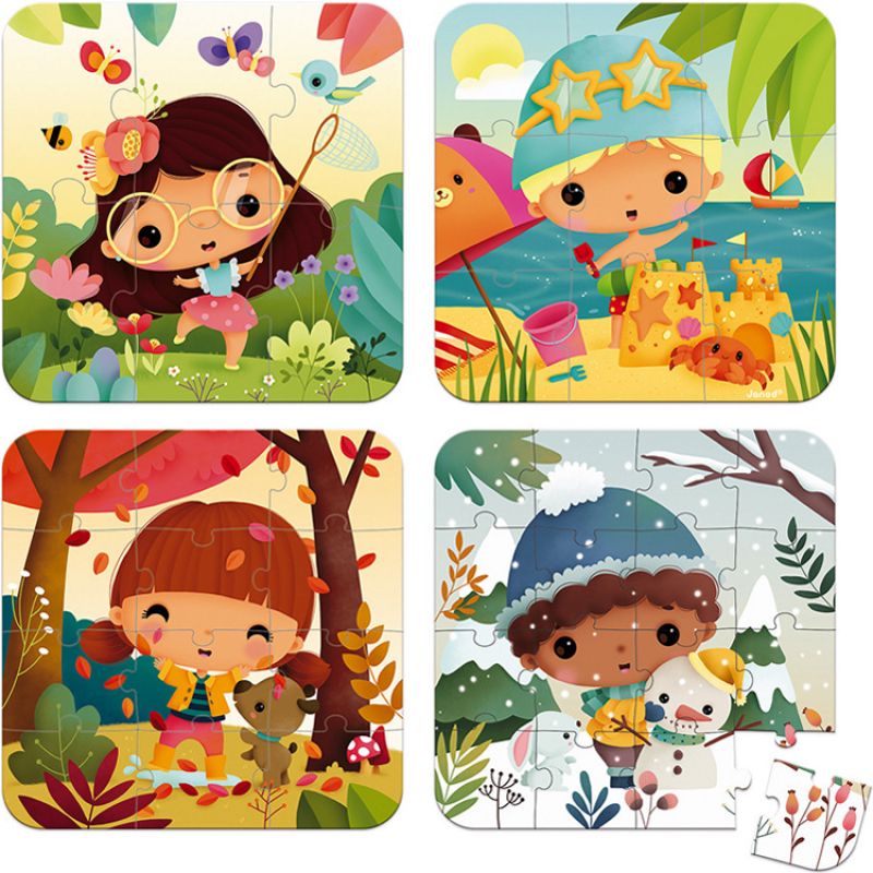 Mallette de 4 petits puzzles 4 saisons (6 à 16 pièces) Janod