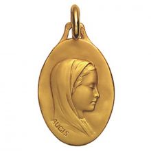 Médaille ovale 18 mm Vierge de profil (or jaune 750°)  par Maison Augis