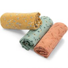 Lot de 3 langes en coton bio Trois petits lapins (70 x 70 cm) - Moulin Roty