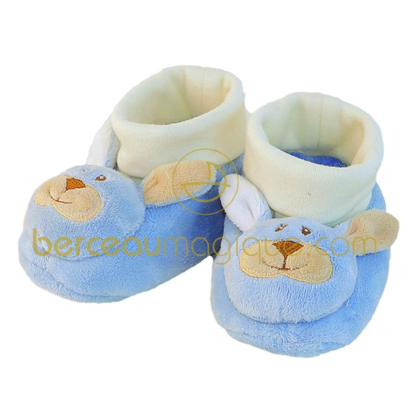 Chaussons hochet Lapin Bleu Doudou et Compagnie
