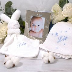 Doudou plat lapin bleu (personnalisable)