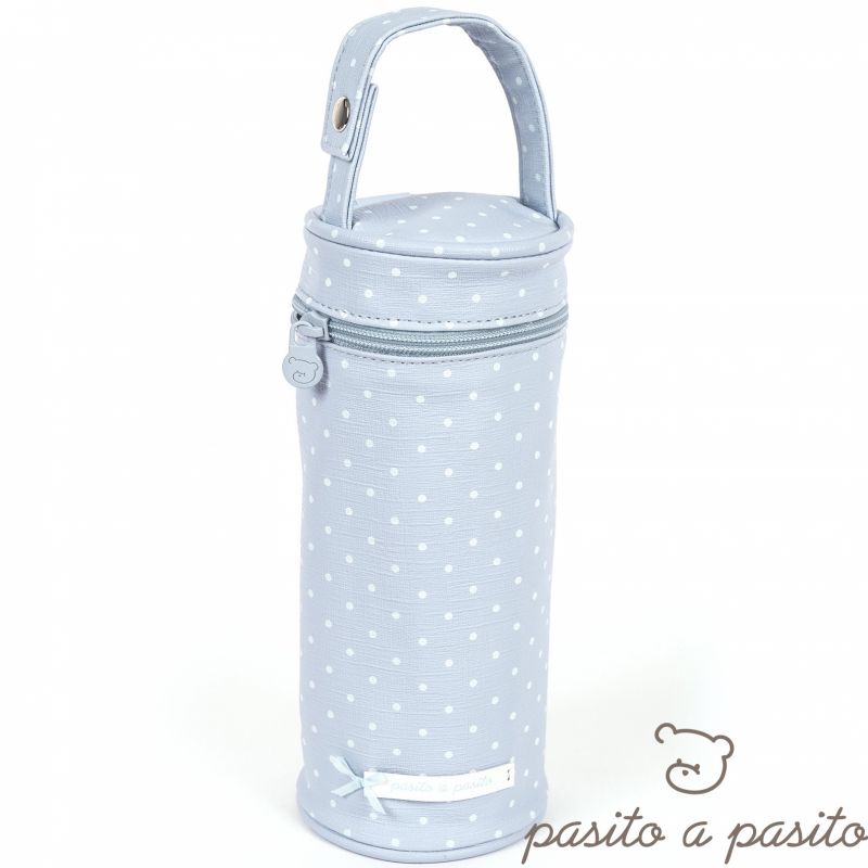 Housse de biberon Atelier bleu à pois blanc Pasito a pasito