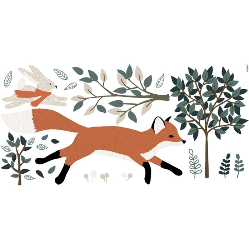 Planche de stickers M Fox en forêt Lilipinso