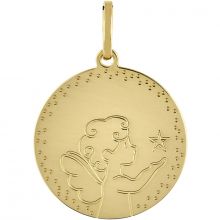 Médaille ronde Ange étoile (or jaune 750°)  par Berceau magique bijoux