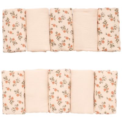 Tour de lit modulable et respirant fleurs et beige (10 éléments) BB & Co