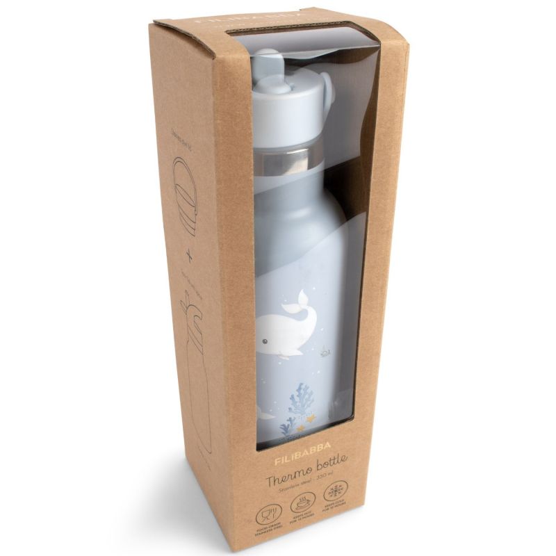 Gourde en acier inoxydable Les contes de Christian la Baleine (350 ml) Filibabba Packaging 4
