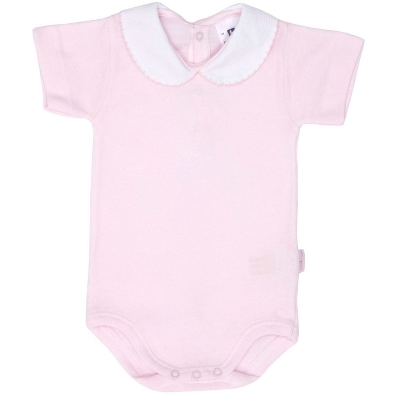Body col manches courtes rose (1 mois : 56 cm) Cambrass