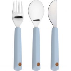 Couverts en silicone Happy Rascals Smile bleu ciel (3 pièces) - Lässig 