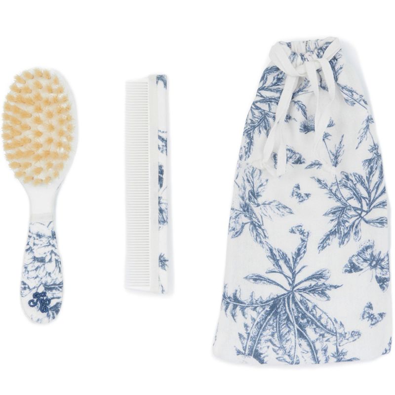 Brosse et peigne imprimé inspiration Toile de Jouy bleu Tartine et Chocolat Produit 1